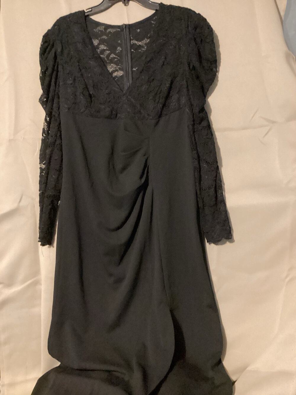 Ever Pretty Dress Formal Evening Black Lace Embroidered Mesh V-Neck SZ 12 NWT
